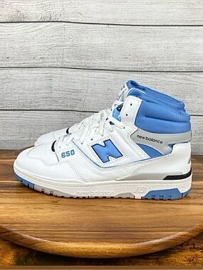 New Balance 650 White Heritage Blue High Top Sneakers BB650RCK Mens Shoe Size 12